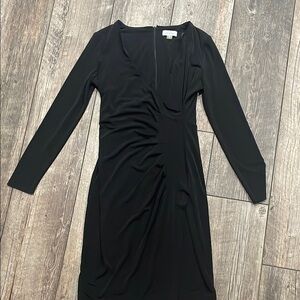 Calvin Klein Black Knee-Length Asymmetrical Wrap Dress